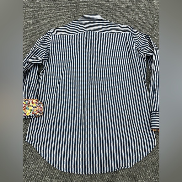 Robert Graham Blue Textured Long Sleeve Button Shirt Flip Cuff • Men’s Medium - Picture 7 of 9